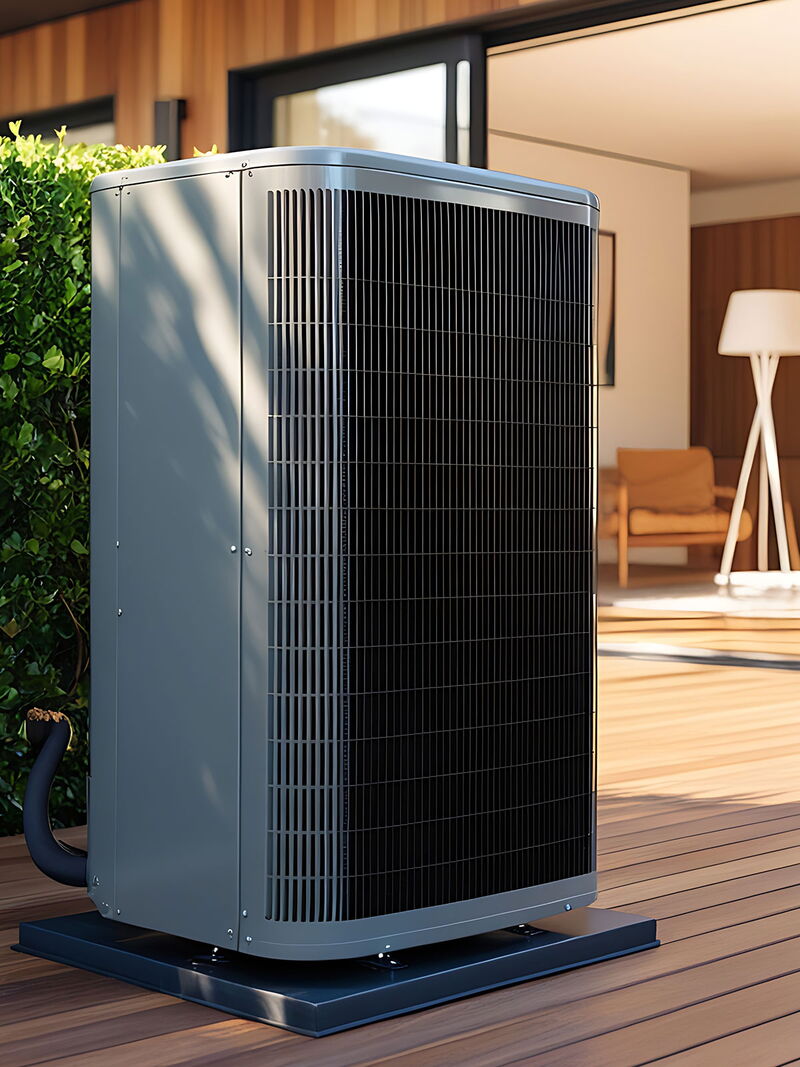 Wärmepumpenanlage vor einem modernen Gebäude